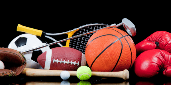 sports equipment laid out on a table