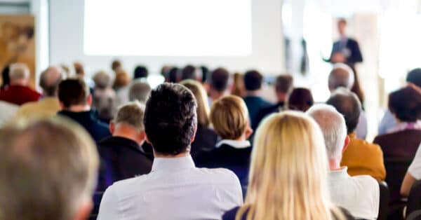 People gathered in a conference at work