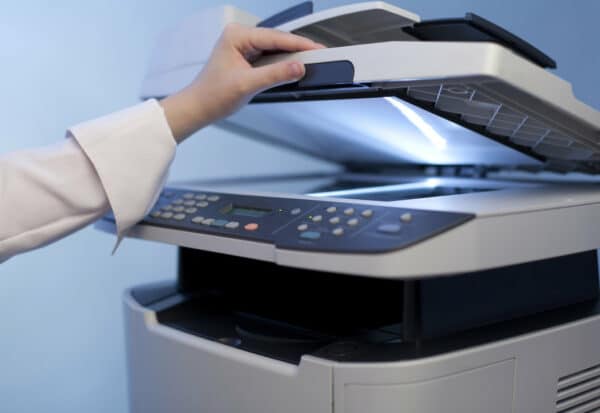 a woman operating the scanner
