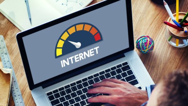 a man doing an internet speed test