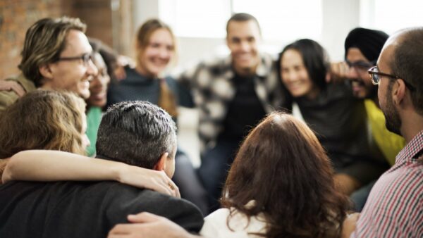 a group of people uniting