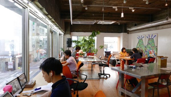 people being productive in a co-working space in japan